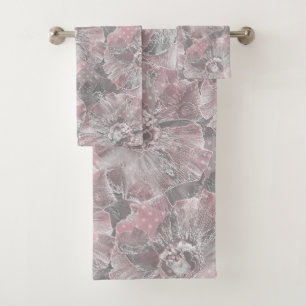 Gris rose, grandes fleurs design
