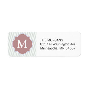 Gris & Roses Brown moderne Chevron personnalisé Mo
