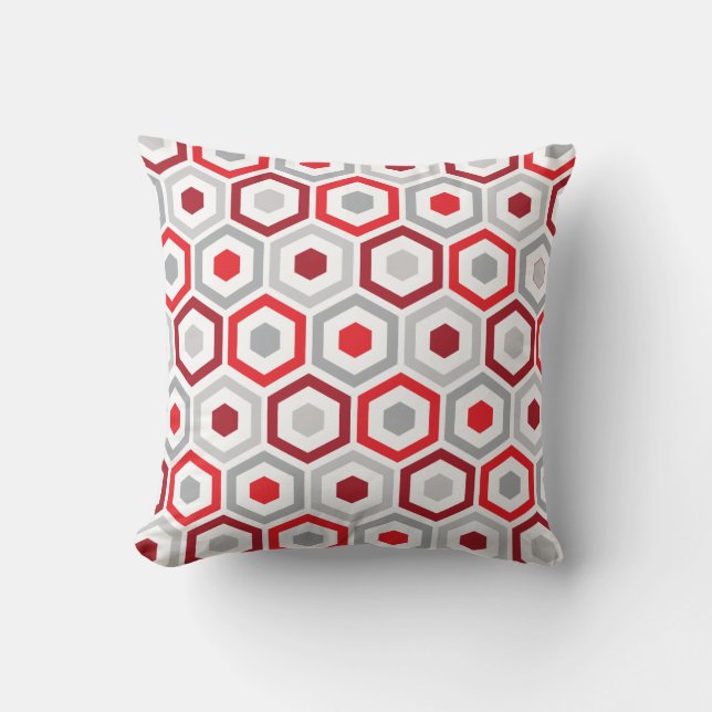Gris rouge géométrique du coussin | de motif (Recto)