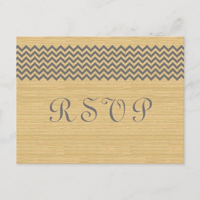 Gris Rustique Chevron carte postale RSVP (Devant)