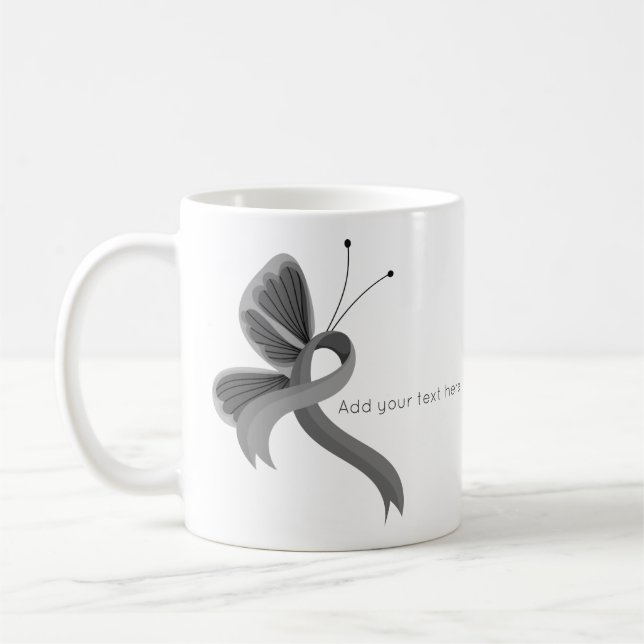 Gris Sensibilisation Ruban Papier à café Mug (Gauche)