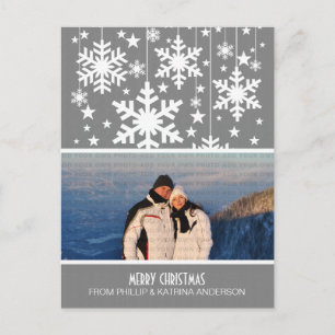 Gris Snowflakes Étoiles Photo Carte postale