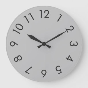 Gris solide minimaliste moderne Grande horloge