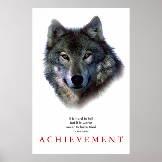 Gris Wolf Motivation Unique Poster Imprimer (Devant)