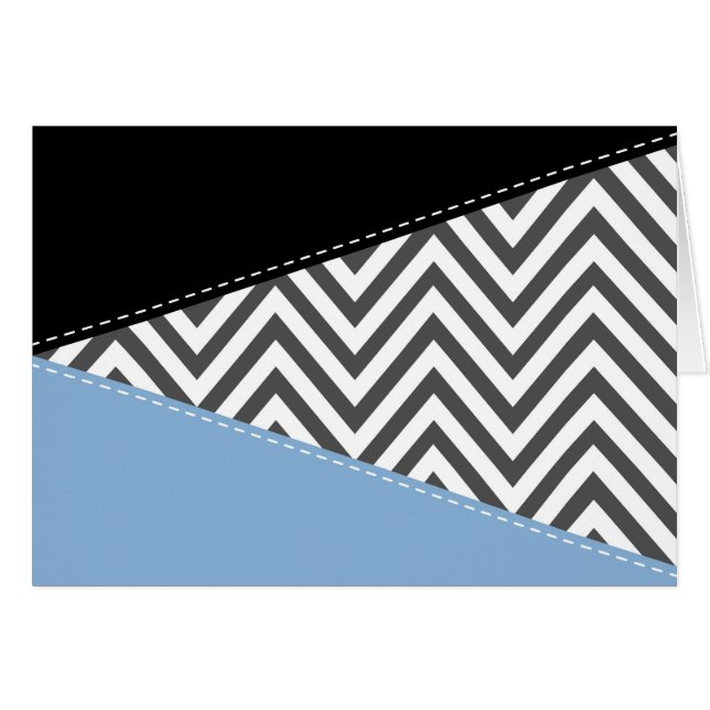Gris Zigzag, Gris Chevron, Motif Zigzag, Bleu (Devant horizontal)