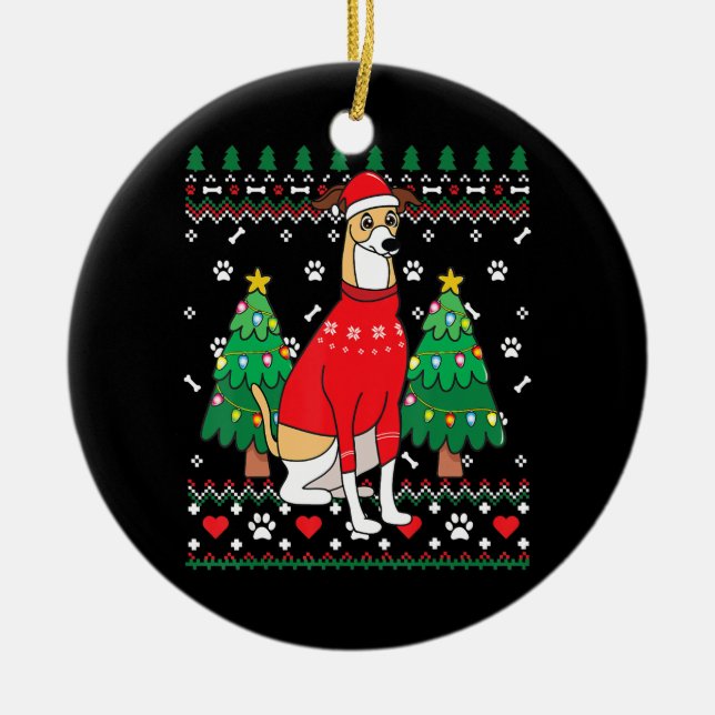 grisâtre italien noël ornement arbre xmas chien (Devant)