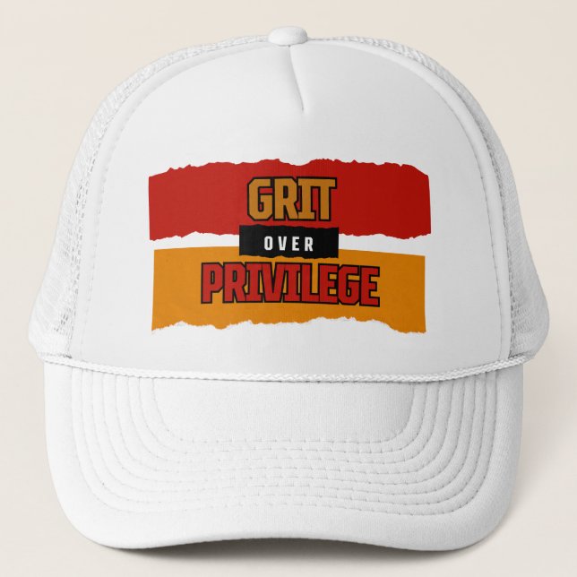 Grit Over Privilege™ Crown the Climb Not Handouts Trucker Hat (Front)