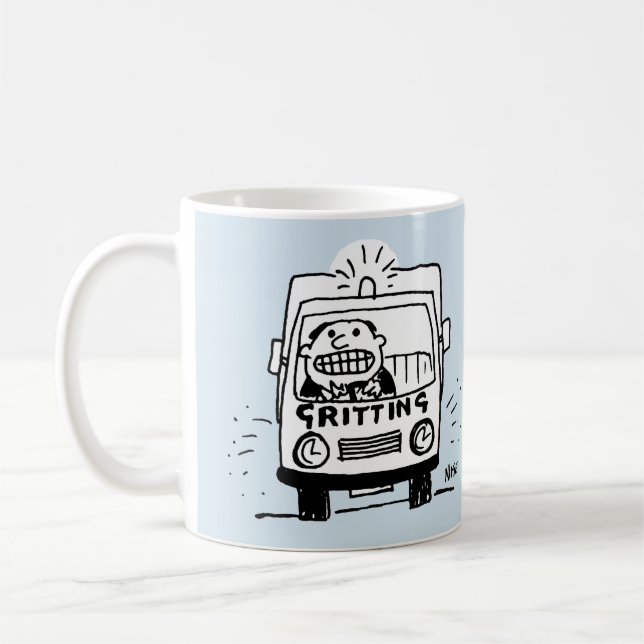 Gritting Lorry has a Driver Gritting His Teeth Coffee Mug (Left)