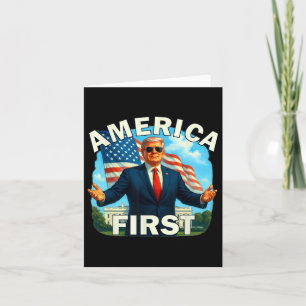 Gritty Bold Retro Political Slogan America First D Card