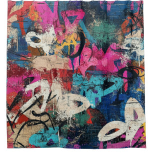 Gritty City Wall Graffiti Pink Blue Black