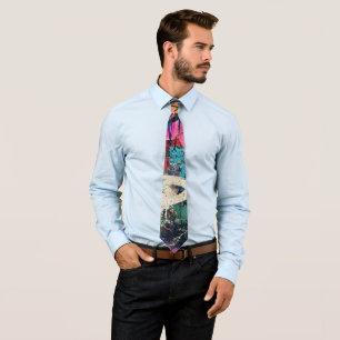 Gritty City Wall Graffiti Pink Blue Black Tie