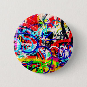 Gritty Crazy Graffiti 2 Inch Round Button