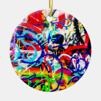Gritty Crazy Graffiti Ceramic Ornament
