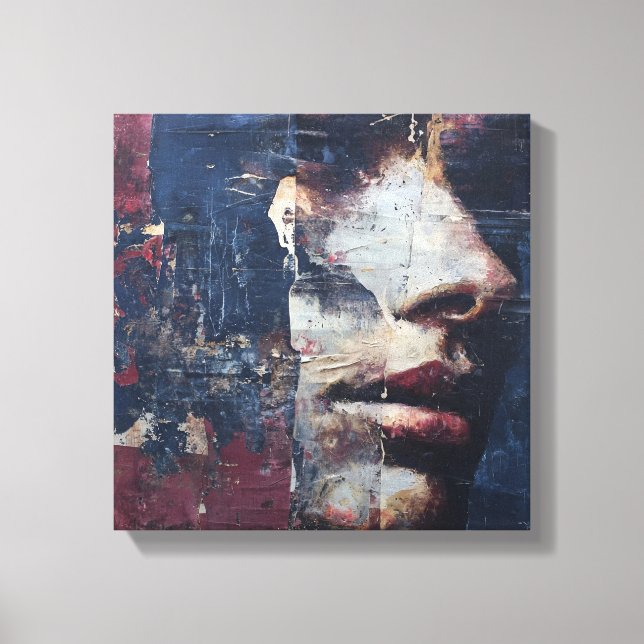 Gritty Distressed Portrait Canvas print (Front)