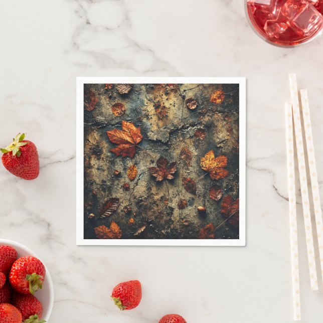 Gritty Fall Leafy Rough Concrete Découpage Napkins (Insitu)