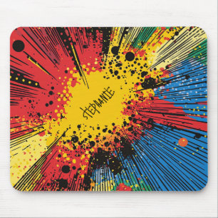 Gritty Graffiti Yellow Blast Speed Line Mouse Pad