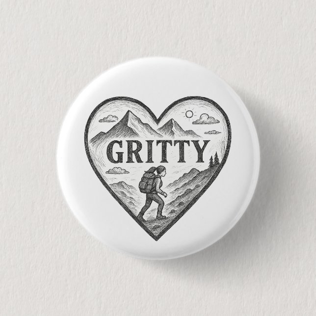 Gritty Heart  1 Inch Round Button (Front)