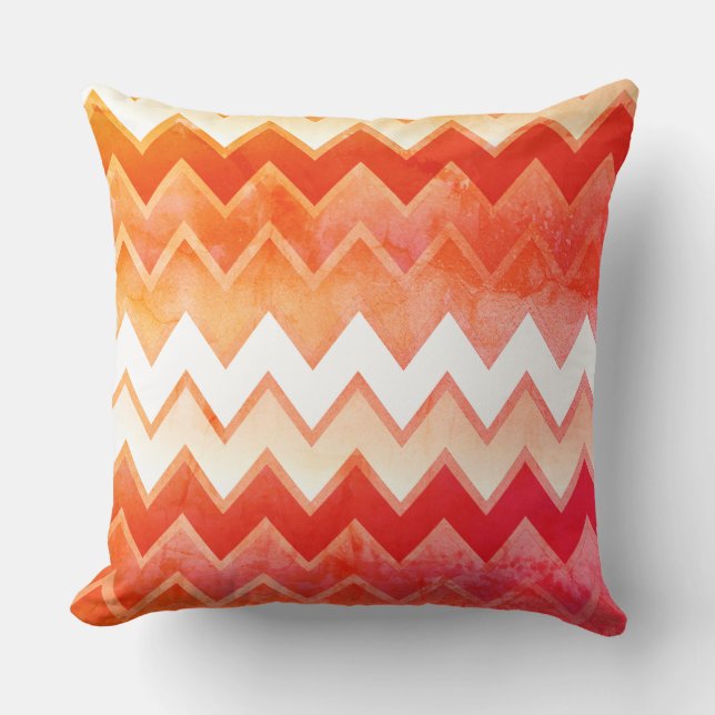 Gritty Orange Chevron Pattern Throw Pillow (Front)