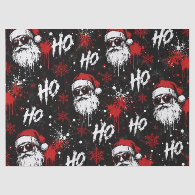 Gritty Santa Splatter Christmas Pattern Tissue Paper (Front)