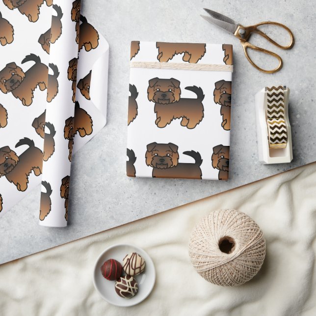 Grizzle Norfolk Terrier Cartoon Dog Pattern Wrapping Paper (Crafts)