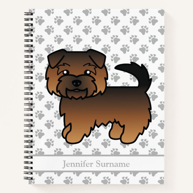 Grizzle Norfolk Terrier Cartoon Dog & Text Notebook (Front)