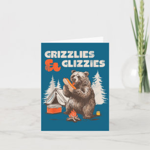 Grizzlies &amp; Glizzies Eating Hotdog Meme Funny  Card