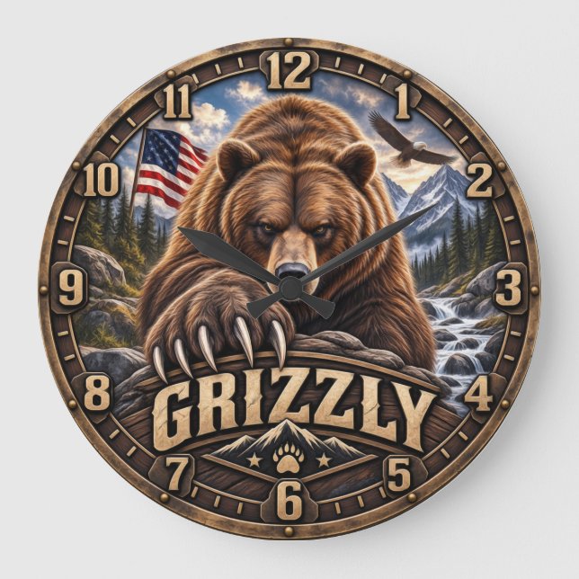 Grizzly – American Wild Large Clock (Front)