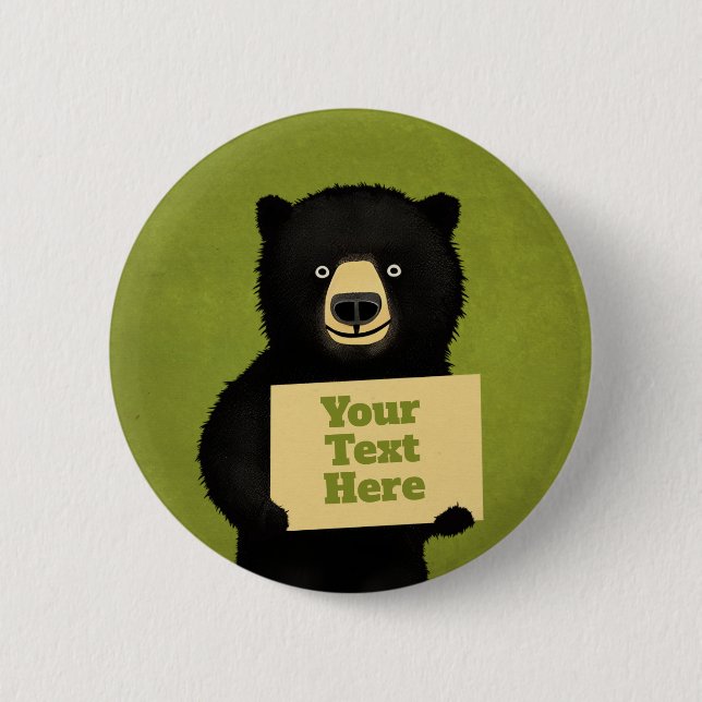 Grizzly Bear 2 Inch Round Button (Front)