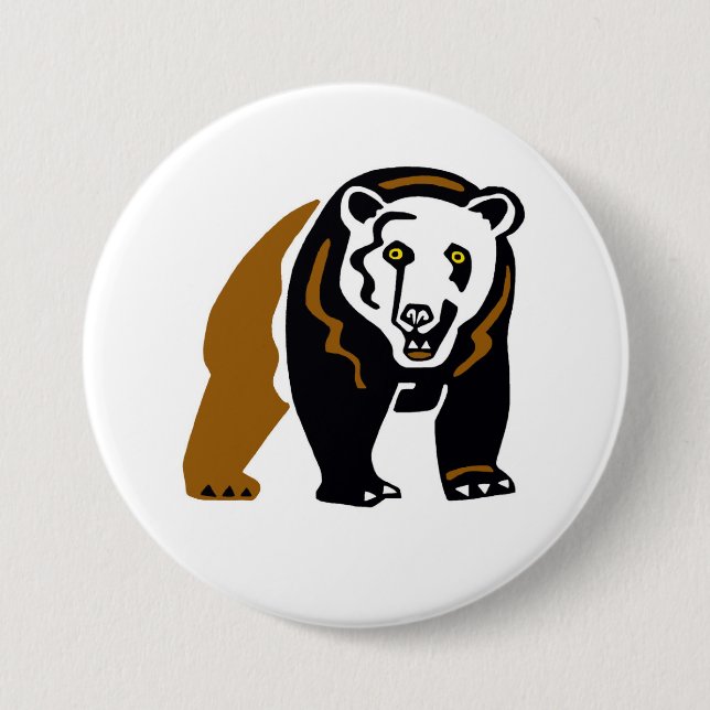 Grizzly bear - 3 inch round button (Front)