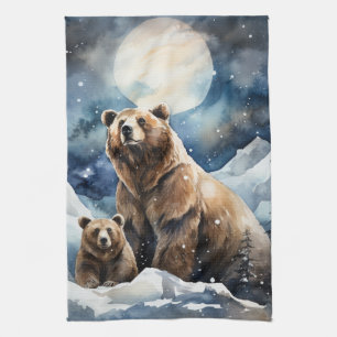 Grizzly Bear and Baby Kitchen Towel