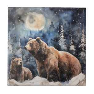Grizzly Bear and Baby Tile