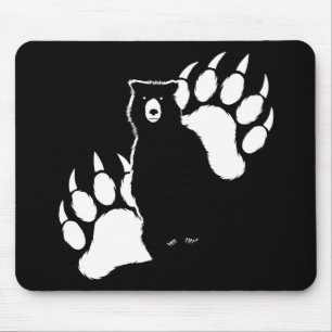 Grizzly bear and footprints Graphic Design Mouse Pad