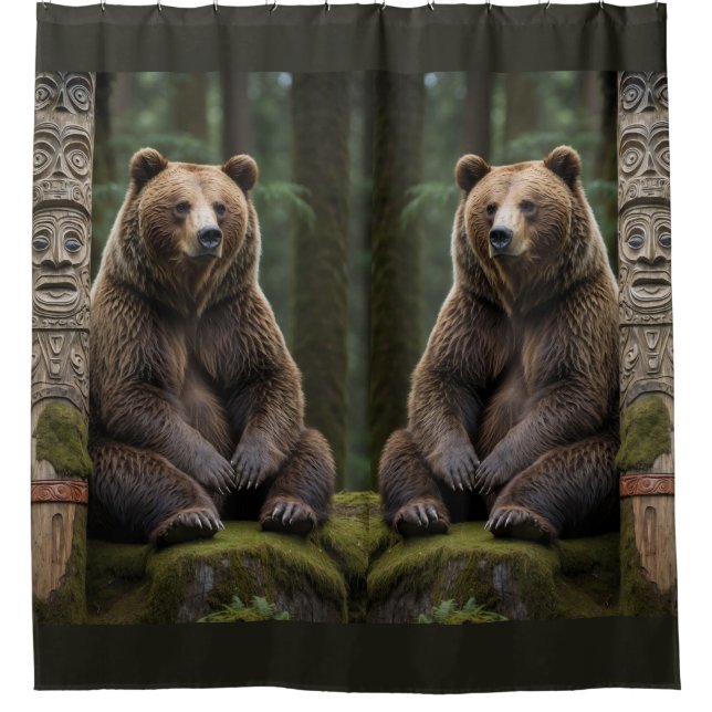 Grizzly Bear and Totem Pole Wildlife Art (Front)