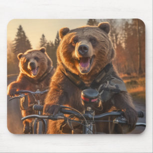 Grizzly Bear Animal Fun Cycling Bike Happy Relax Mouse Pad