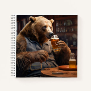 Grizzly Bear Animal Fun Drinking Happy Relax Time Notebook