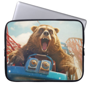 Grizzly Bear Animal Fun Roller coaster Happy Time Laptop Sleeve