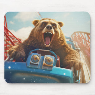Grizzly Bear Animal Fun Roller coaster Happy Time Mouse Pad