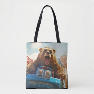 Grizzly Bear Animal Fun Roller coaster Happy Time Tote Bag