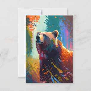 Grizzly Bear Animal Portrait Painting Wildlife Art Thank You Card