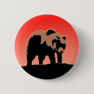 Grizzly Bear at Sunset - Original Wildlife Art 2 Inch Round Button