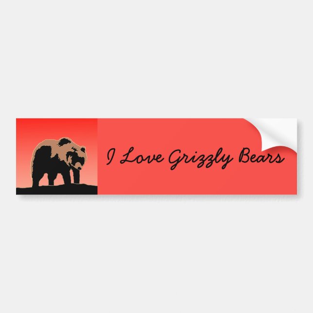 Grizzly Bear at Sunset  - Original Wildlife Art Bumper Sticker (Front)