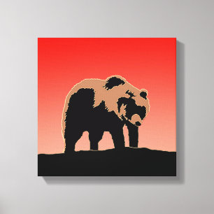 Grizzly Bear at Sunset  - Original Wildlife Art Canvas Print