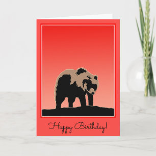 Grizzly Bear at Sunset - Original Wildlife Art Card