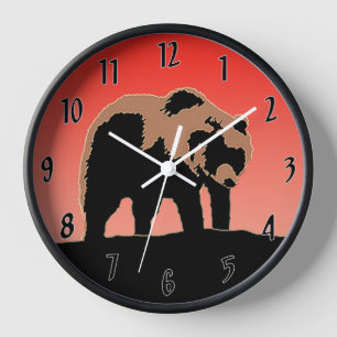 Grizzly Bear at Sunset  - Original Wildlife Art Clock
