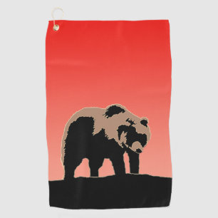 Grizzly Bear at Sunset - Original Wildlife Art Golf Towel