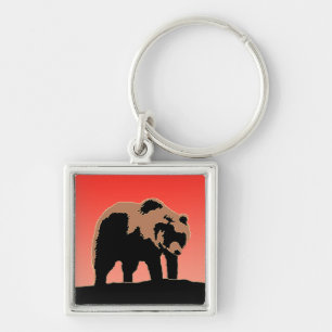 Grizzly Bear at Sunset - Original Wildlife Art Keychain