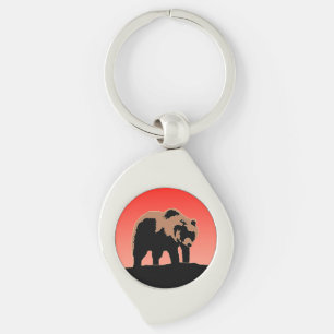 Grizzly Bear at Sunset - Original Wildlife Art Keychain