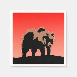 Grizzly Bear at Sunset - Original Wildlife Art Napkin