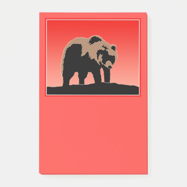 Grizzly Bear at Sunset  - Original Wildlife Art Post-it Notes (Front)