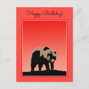 Grizzly Bear at Sunset  - Original Wildlife Art Postcard